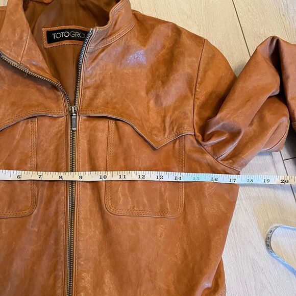 Vintage leather jacket fitted camel colour - Picture 11 of 13